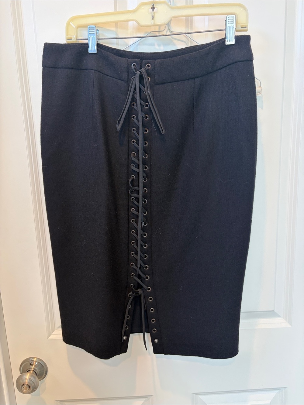 Anne Fontaine Black Lace-Up back Pencil Skirt
